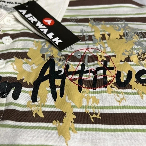 NWT, retro AIRWALK striped men polo shirt,2 tone,cosplay,ASO Big Bang, 70’s, - Picture 7 of 15